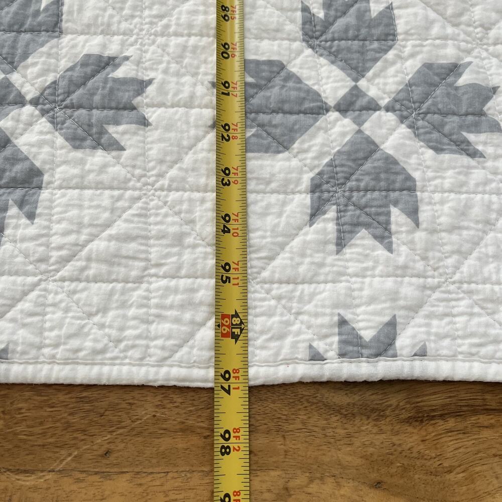 Bee & Willow Neutral White & Gray Full Queen Quilted Coverlet Cotton - Picture 9 of 11